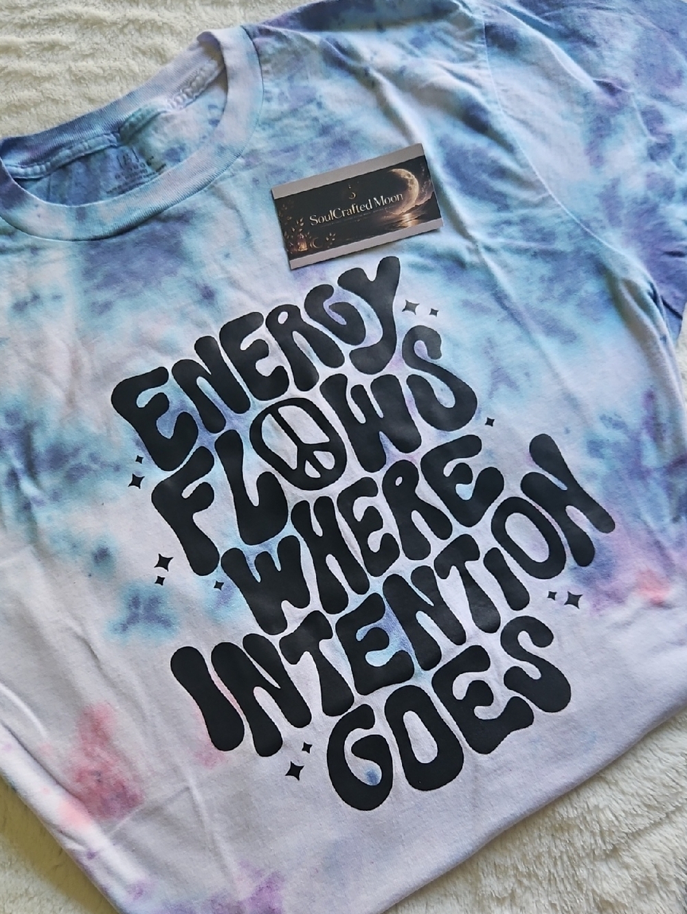 George Tie-Dye Short Sleeve Tee in Blue and Purple with Black Graphic